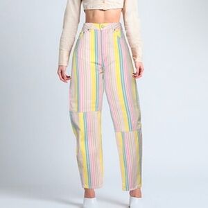 GANNI Stary Striped Barrel Jeans Multi 25 2 Wide Leg